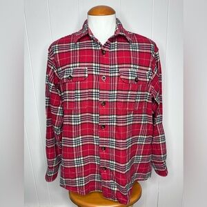 Bills Khakis Red Plaid Heavyweight Flannel Work Shirt